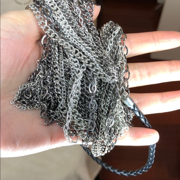 Silver necklace and 2 bangers bracelet with cystal - Picture 5 of 7